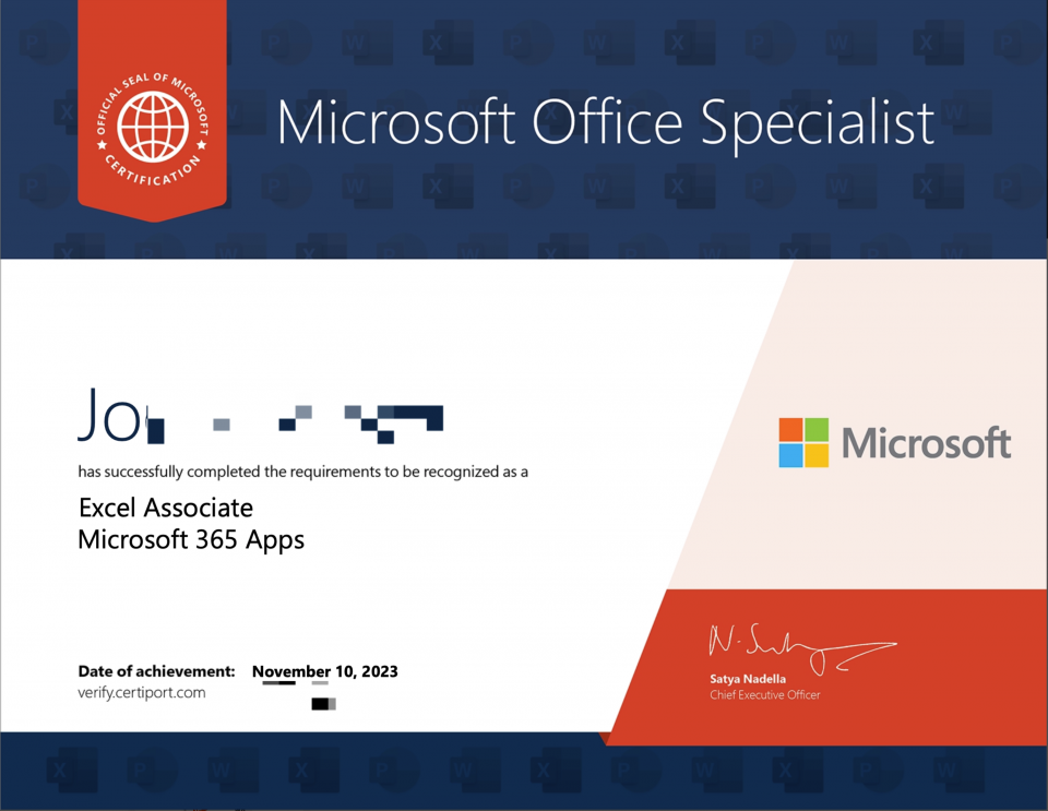 microsoft office specialist mos master certification